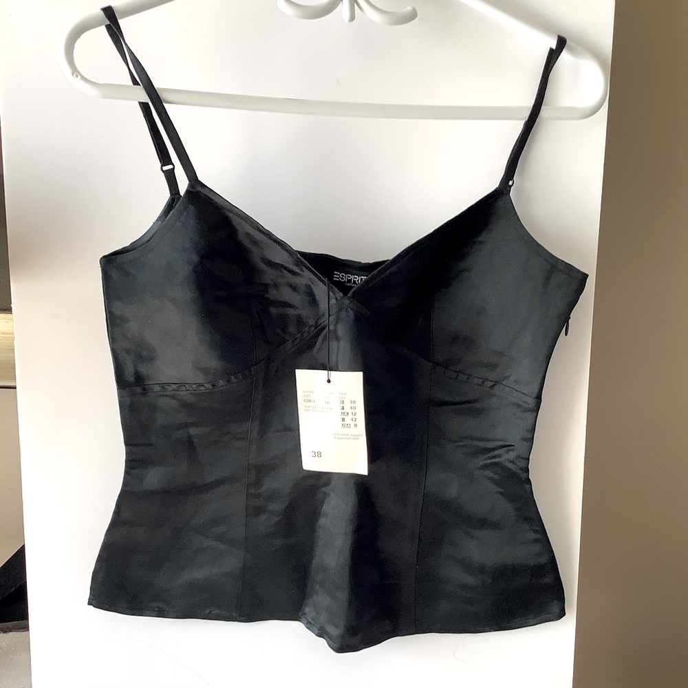 - Esprit women’s satin cropped tank top size 8 black